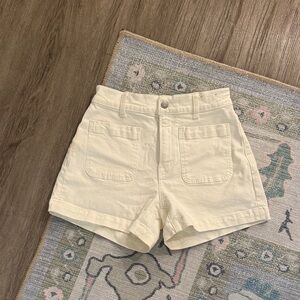 Madewell High-Waist Cream Patch-Pocket Shorts